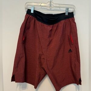Men's Adidas Axis Woven Hybrid Heathered Maroon Red Shorts